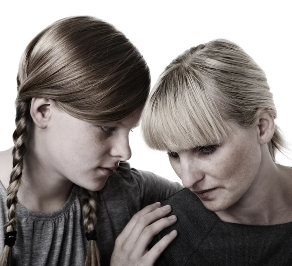 Daughter consoles mother — Stock Photo, Image