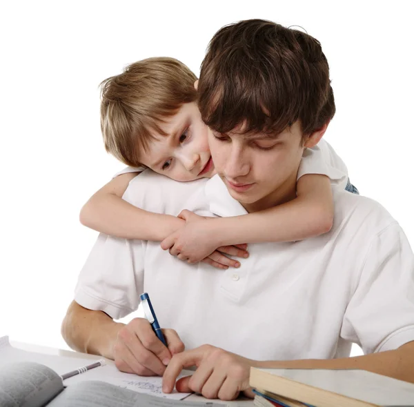 Brothers does lessons together — Stock Photo, Image