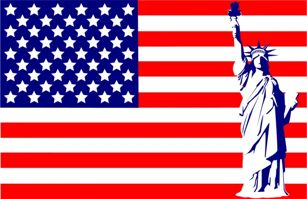 Άγαλμα της ελευθερίας στη σημαία ΗΠΑ — Διανυσματικό Αρχείο