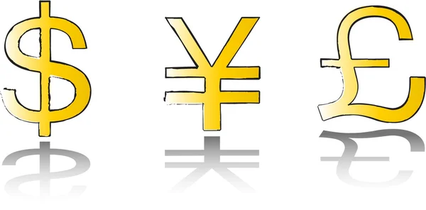 Set di simboli monetari — Vettoriale Stock