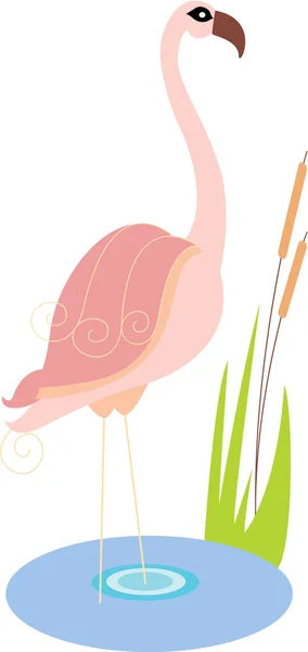 Vector cartoon pink flamingo — Stock Vector