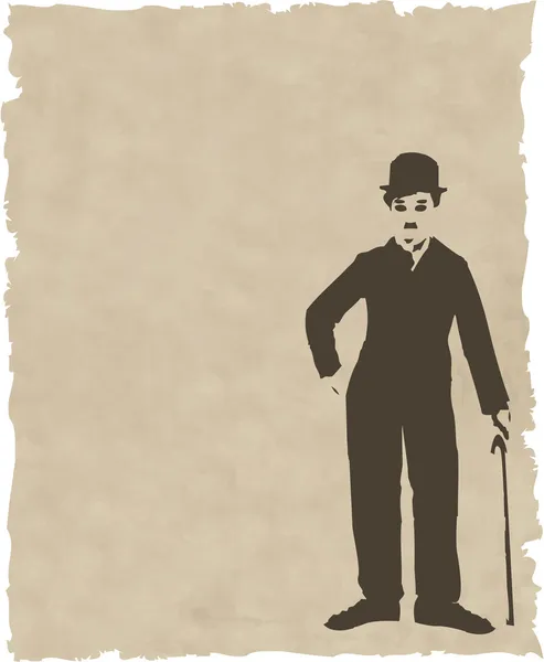 stock vector Vector brown silhouette chaplin on old paper