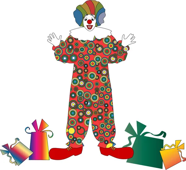 De clown met een cadeau — Stockvector
