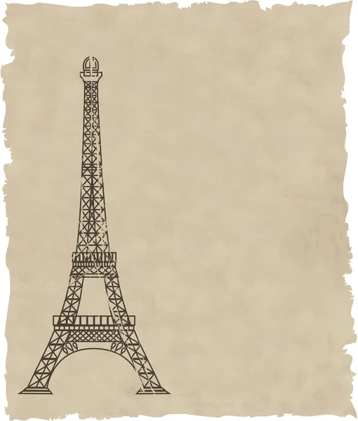 The vector eiffel tower on old paper — Stock Vector