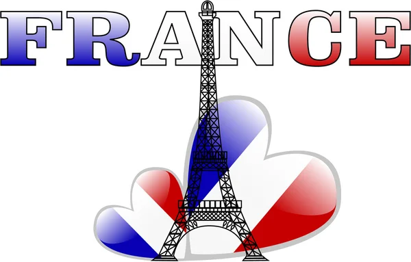Το διάνυσμα πύργο του Άιφελ και Γαλλία σημαία καρδιά — Διανυσματικό Αρχείο