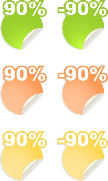 Adesivos vetoriais com porcentagem de texto — Vetor de Stock