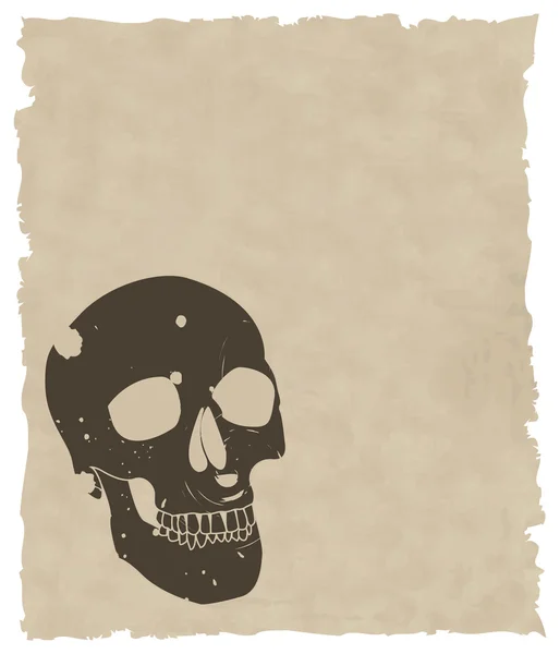 El cráneo grunge vector marrón en papel viejo — Archivo Imágenes Vectoriales