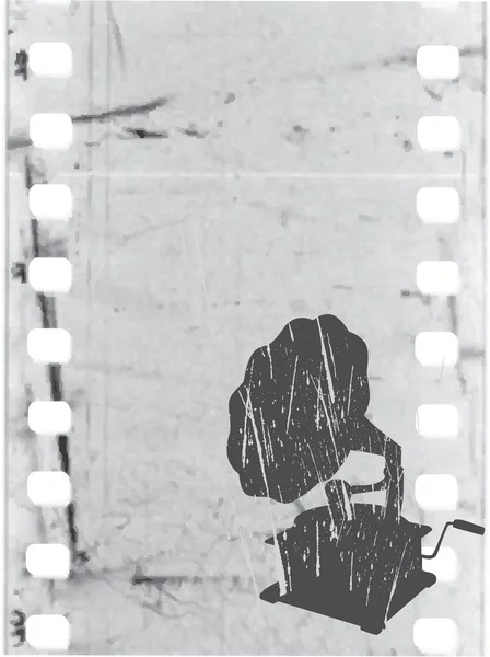 Vieux gramophone vectoriel sur vieux film — Image vectorielle