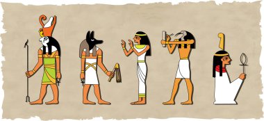 The vector set of egyptian god clipart