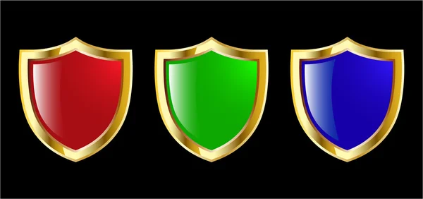 The set vector red blue and green shield — Stock Vector