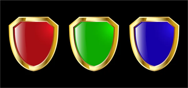 The set vector red blue and green shield — Stock Vector