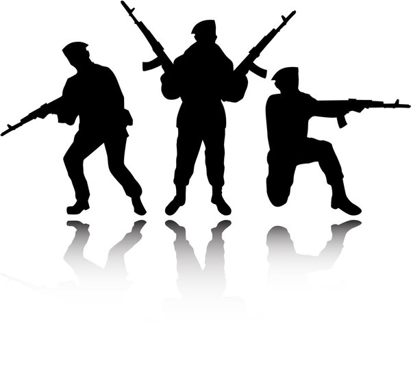 The vector soldiers silhouettes
