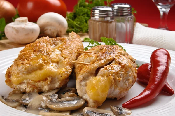 Stuffed fried chicken fillets — Stock Photo, Image