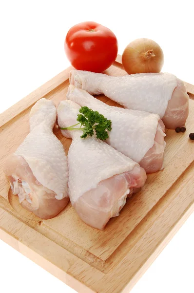 Čerstvé syrové kuřecí paličky — Stock fotografie