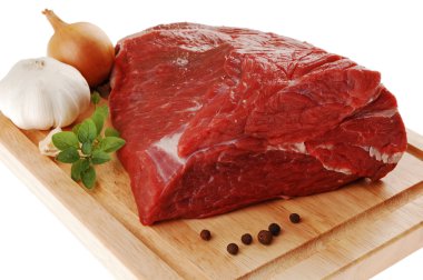 Raw beef on cutting board clipart