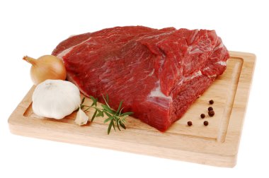 Raw beef on cutting board clipart