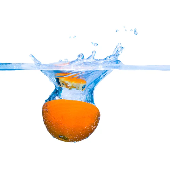 Orange splash in water — Stock Photo, Image