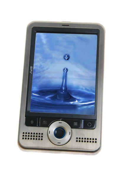 PDA z kropli wody na ekranie — Zdjęcie stockowe