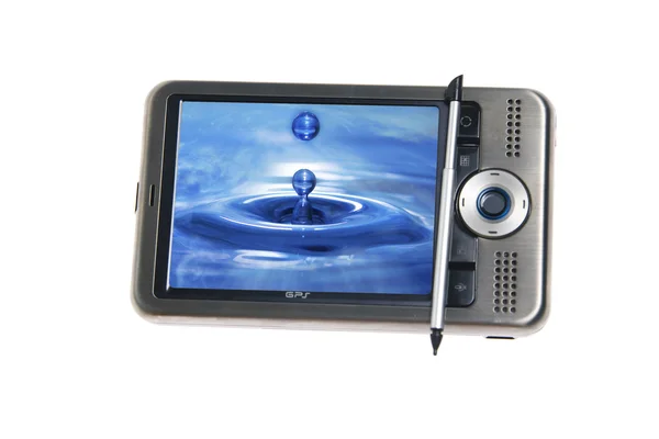 PDA z kropli wody na ekranie — Zdjęcie stockowe