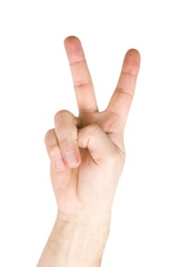 Concept for victory sign made with hands clipart