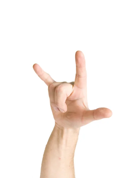 Chifres sinal de mão — Fotografia de Stock