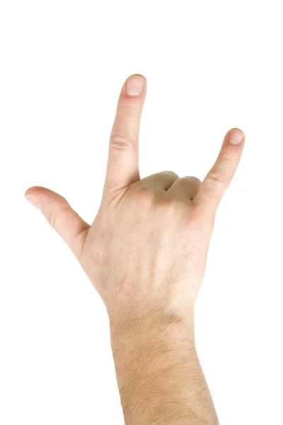 Chifres sinal de mão — Fotografia de Stock