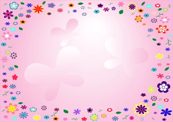 Marco de flores sobre fondo rosa — Archivo Imágenes Vectoriales