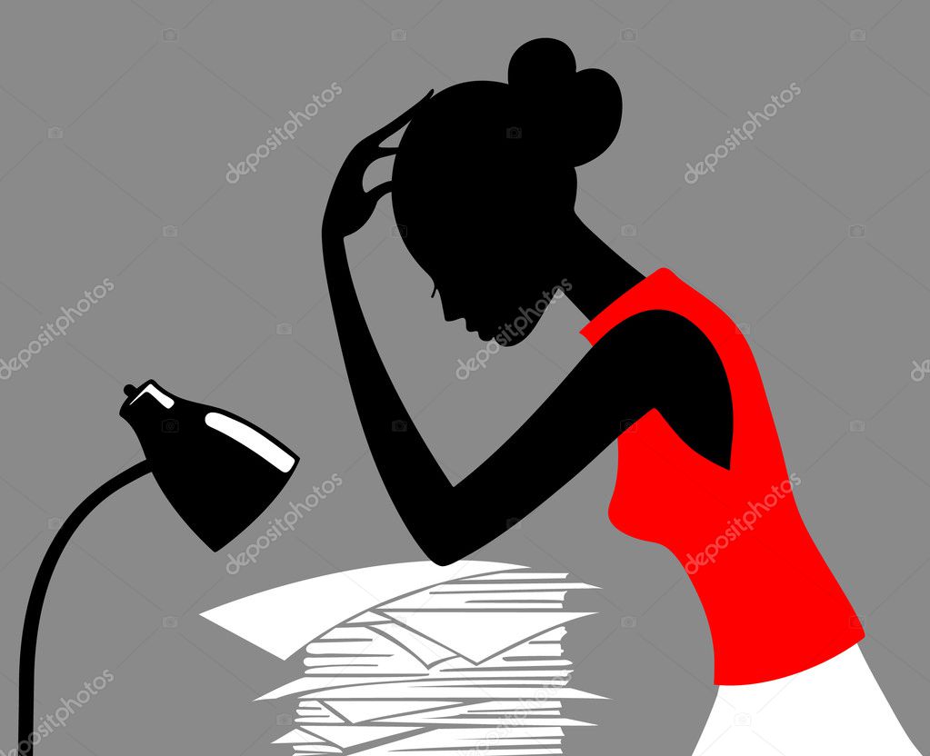 Silhouette woman business - vector illustration. Fully editable, easy color change.