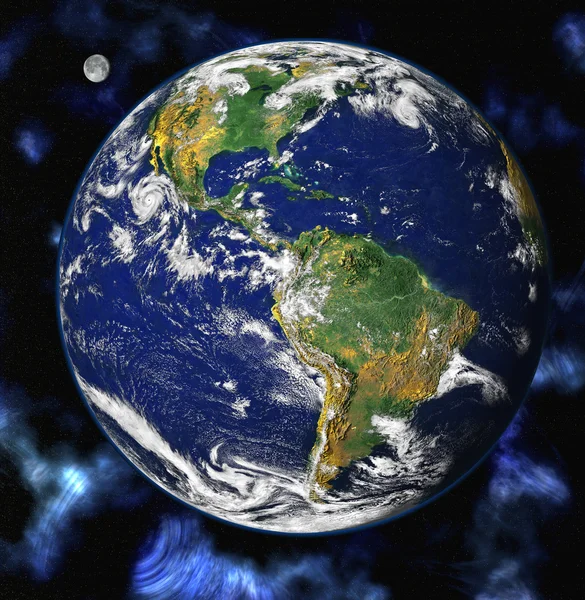 Земля блакитна планета в космосі — стокове фото