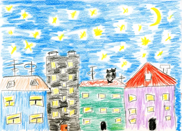 Kinder malen Marsch Katzen lieben — Stockfoto