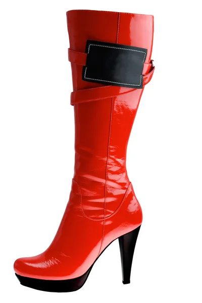 Şık yüksek topuk moda kırmızı çizme — Stok fotoğraf