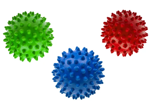 Bolas de massagem coloridas em branco — Fotografia de Stock