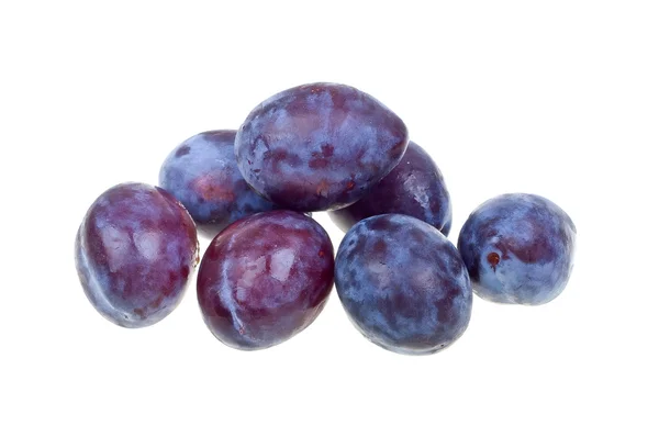 Fresh natural plums isolated on white — Stock Photo, Image