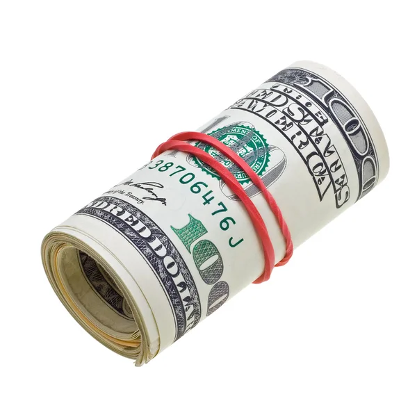 Money roll with US dollars bills — Stock Photo, Image