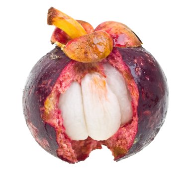 Mangosteen with slice isolated on white clipart