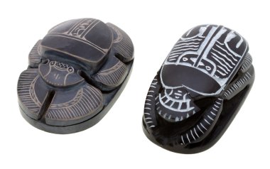 ritüel Mısır scarabs beyaz