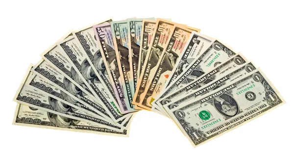 Foto von verschiedenen Banknoten uns Dollar — Stockfoto