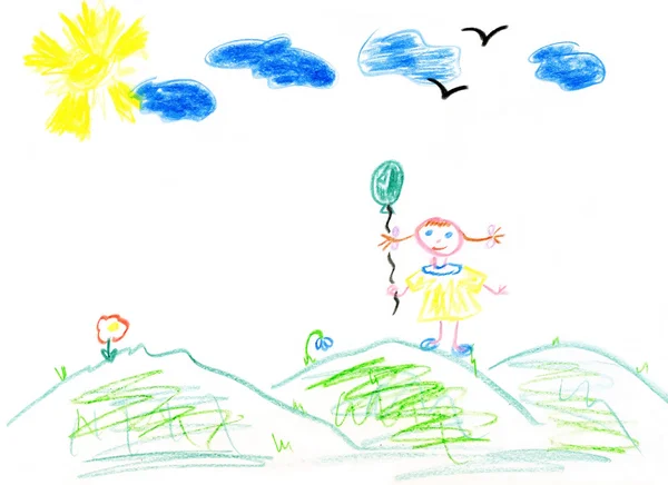 어린이 페인트 풍선 소녀 — 스톡 사진