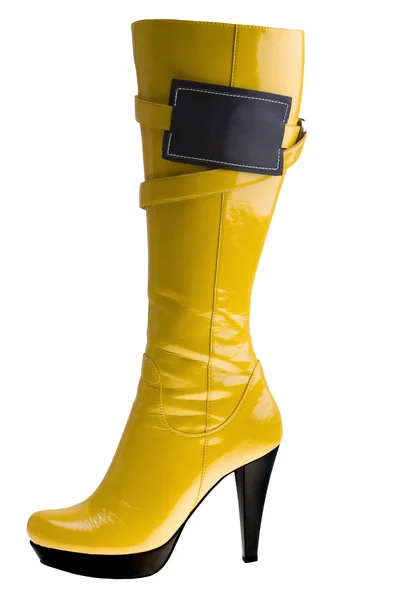 Stylish high heel fashion yellow boot — Stock Photo, Image