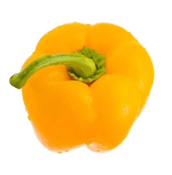 Szczegół pomarańczowo papryka z kropli wody — Zdjęcie stockowe