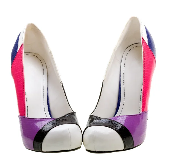 Cor sapatos femininos no branco — Fotografia de Stock