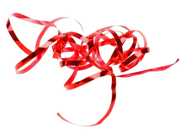 Holiday red ribbon isolated on white — Stock Photo, Image