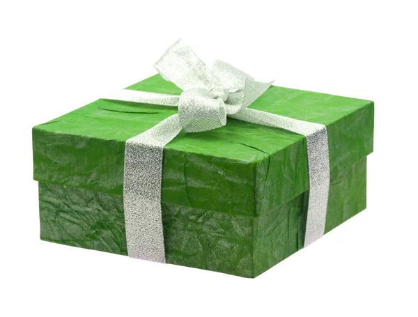 Beautiful green gift isolated on white — Stock Photo, Image