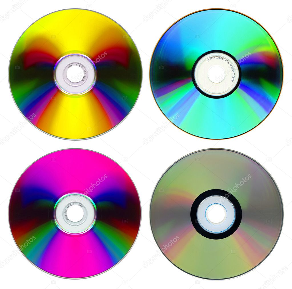 Set of compact disk on white