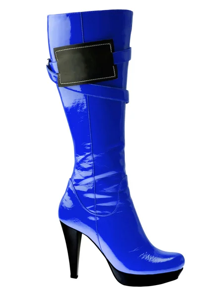 Стильные синие ботинки на высоком каблуке — стоковое фото