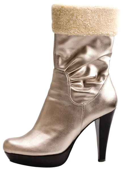 Elegáns ezüst magas sarkú divat boot — Stock Fotó