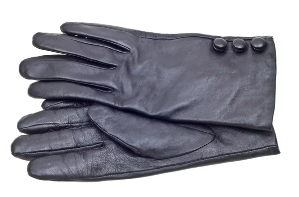 Rękawiczki damskie czarne na białym tle — Zdjęcie stockowe