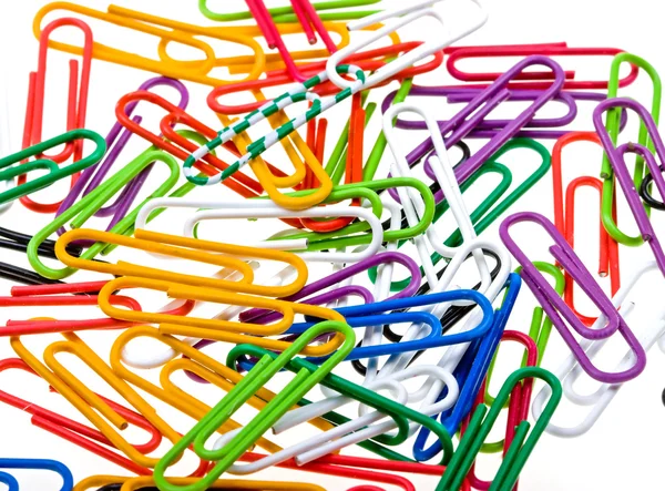 Color paper clips to background — Stock Photo, Image