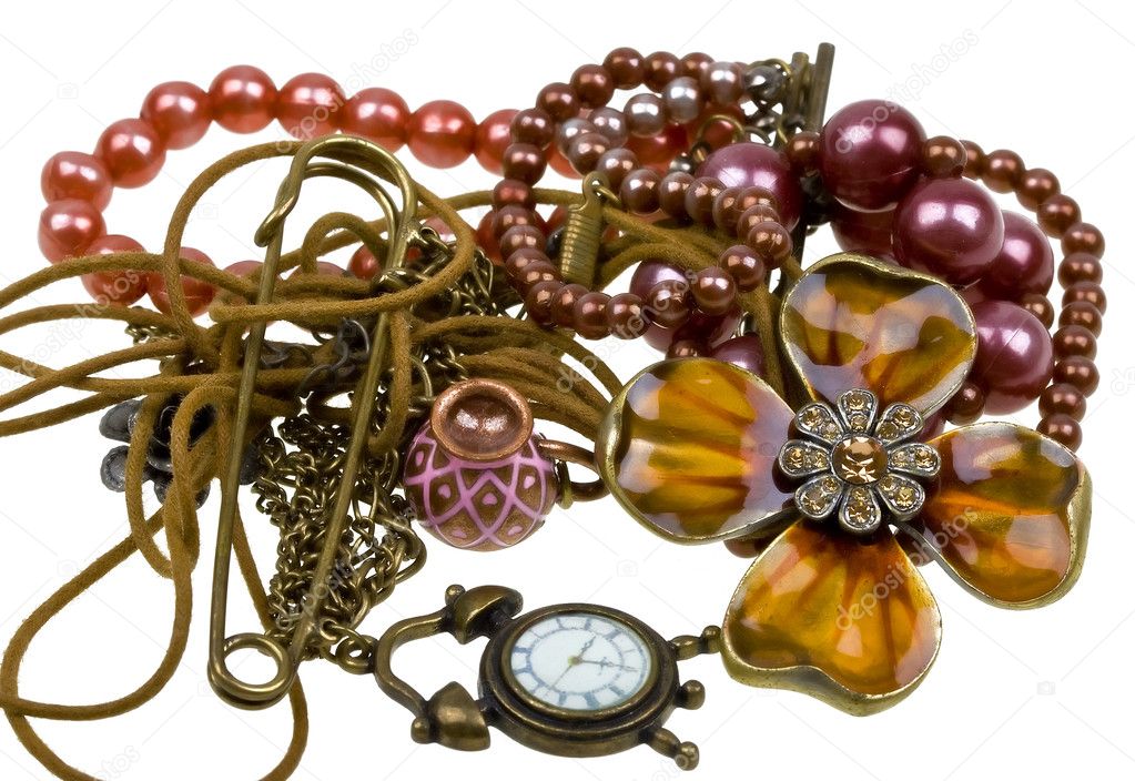 Abstract composition of vintage jewelry