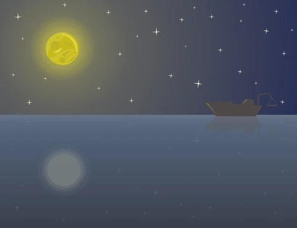 Stock vector Night at Sea.